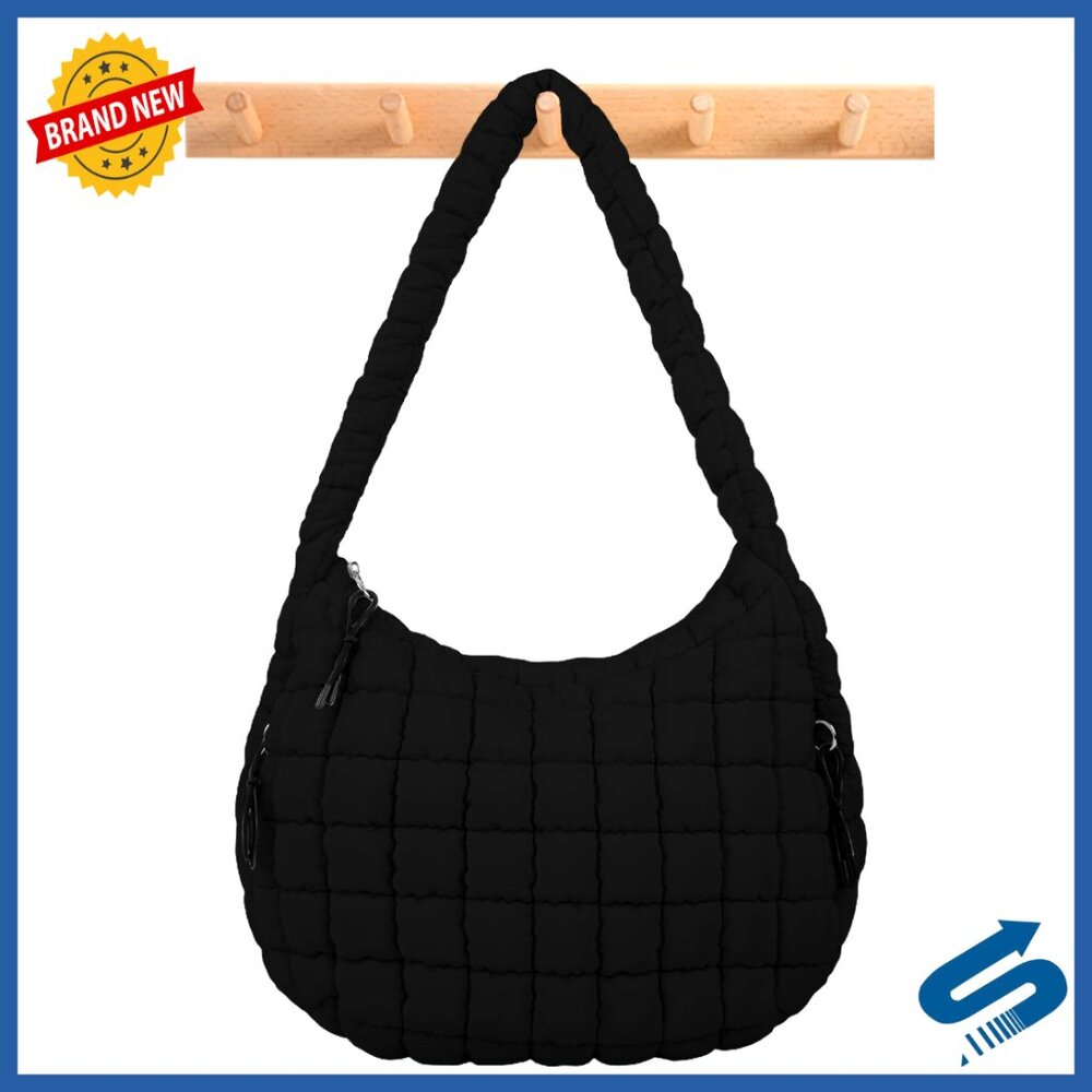 Quilted Puffer Tote Hobo Bag Crossbody Shoulder Nylon Travel Carryall
